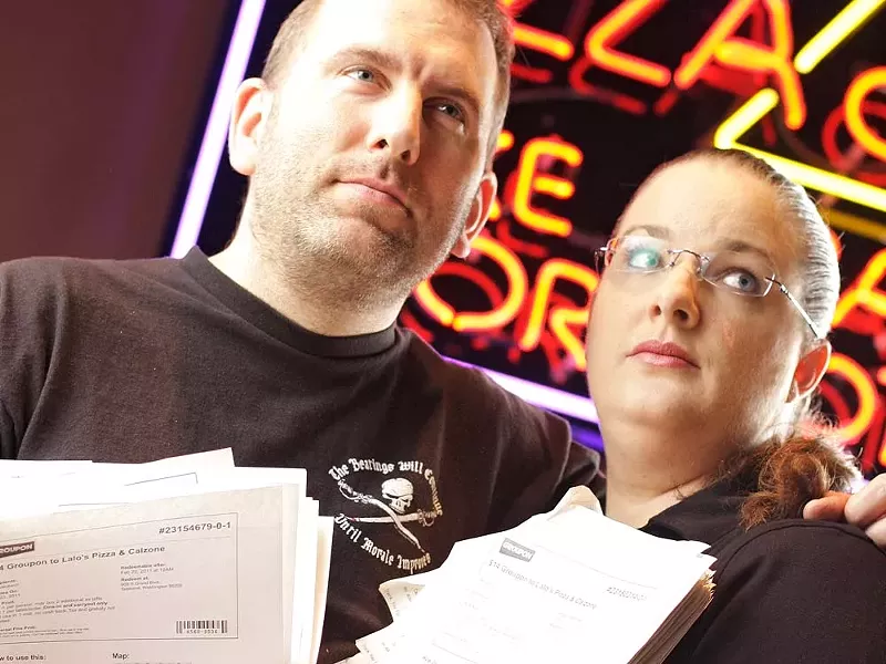 Lalo's Pizza owners Brett and Teresa Wyatt say they'll never use Groupon again. - YOUNG KWAK