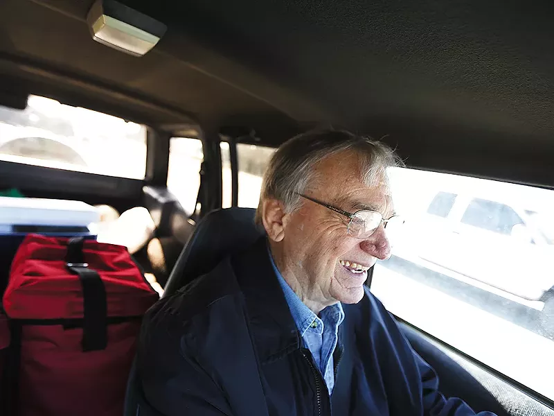Meals on Wheels Volunteer Ed Eichwald drives to make a meal delivery in Coeur d\'Alene. - YOUNG KWAK