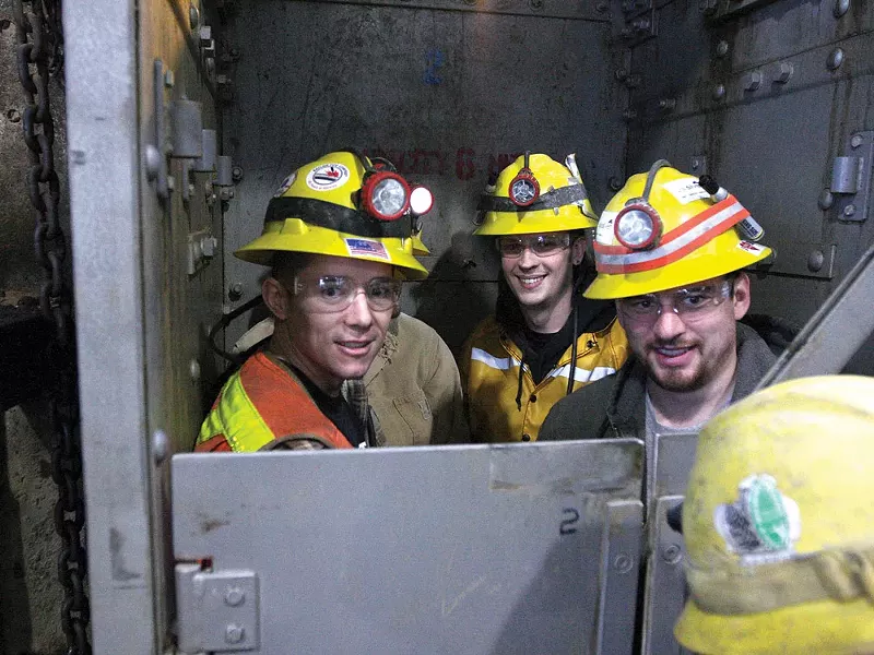 Miners take the ride down to their working level at the Galena Mine, in Wallace, Idaho on Wednesday January 4, 2012. - YOUNG KWAK