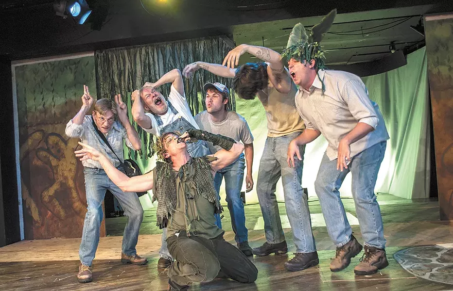 Nich Witham (center) plays the mischieveous Puck in Interplayers' A Midsummer Night's Dream. - SARAH WURTZ