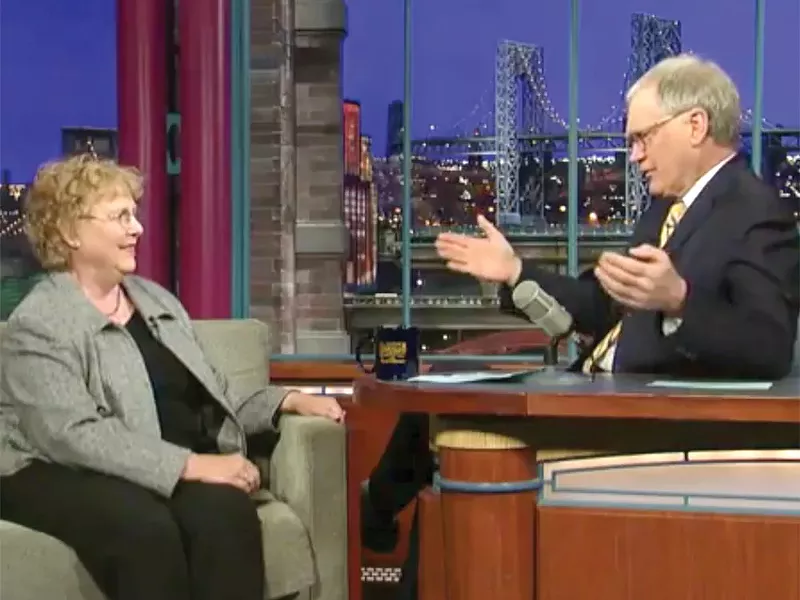 Pam Stout, a founder of the Sandpoint Tea Party, on the Late Show with David Letterman in 2010.