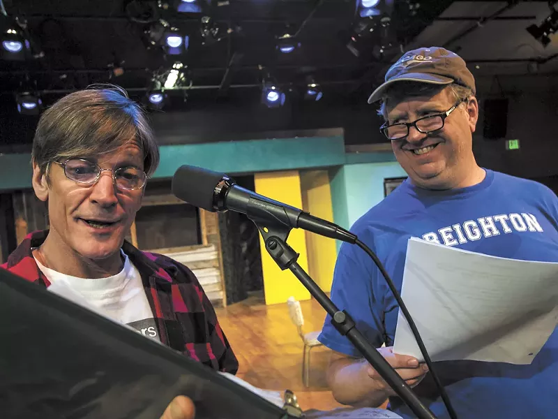 Patrick Treadway (left) and Michael Weaver rehearse a scene from Greater Tuna. - JEFF FERGUSON