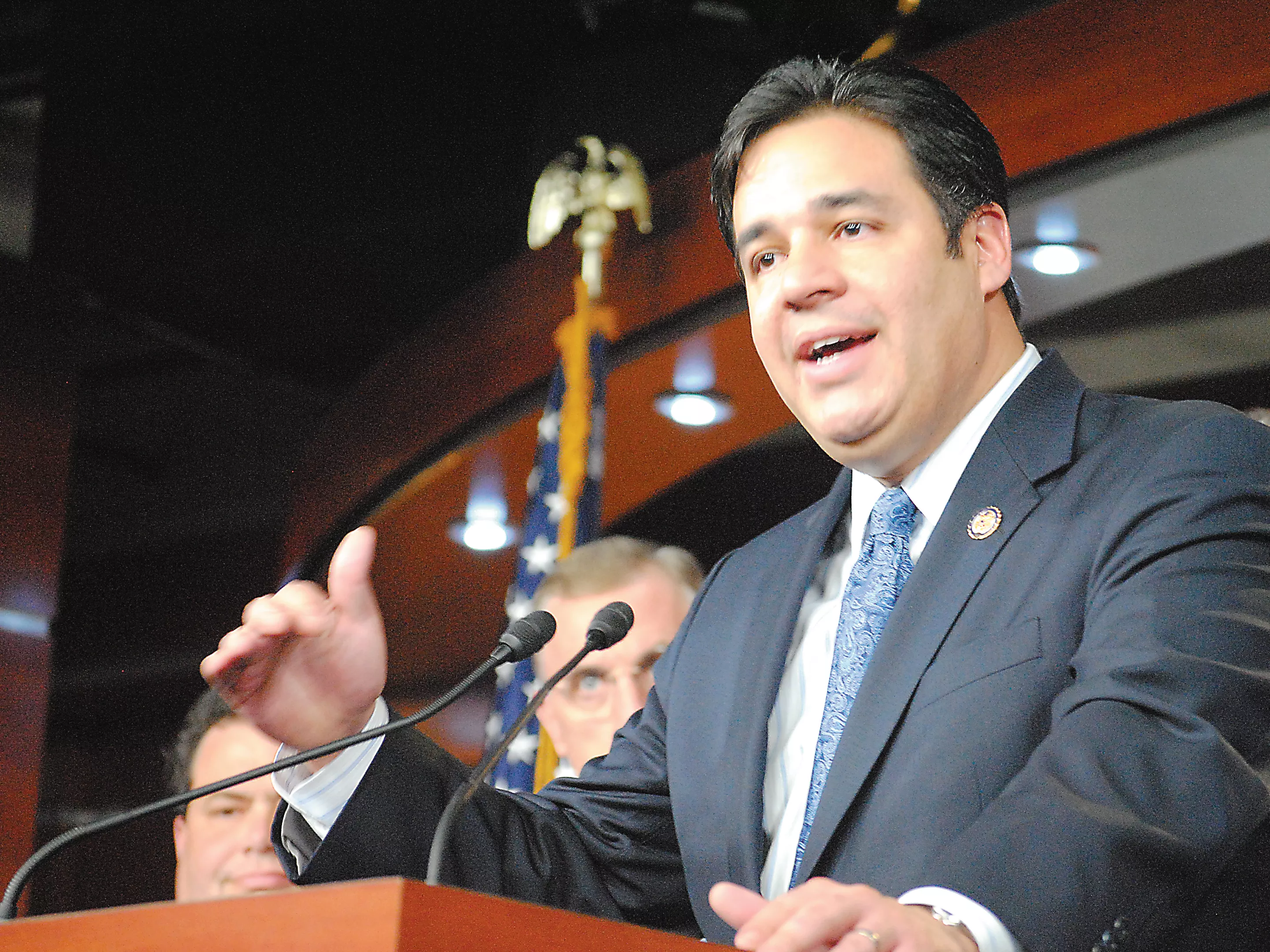 Rep. Raul Labrador at a news conference over Operation Fast and Furious, a Mexican gun-running scandal. He was one of the first to call for Attorney General Eric Holder’s resignation. - KYLE SMITH