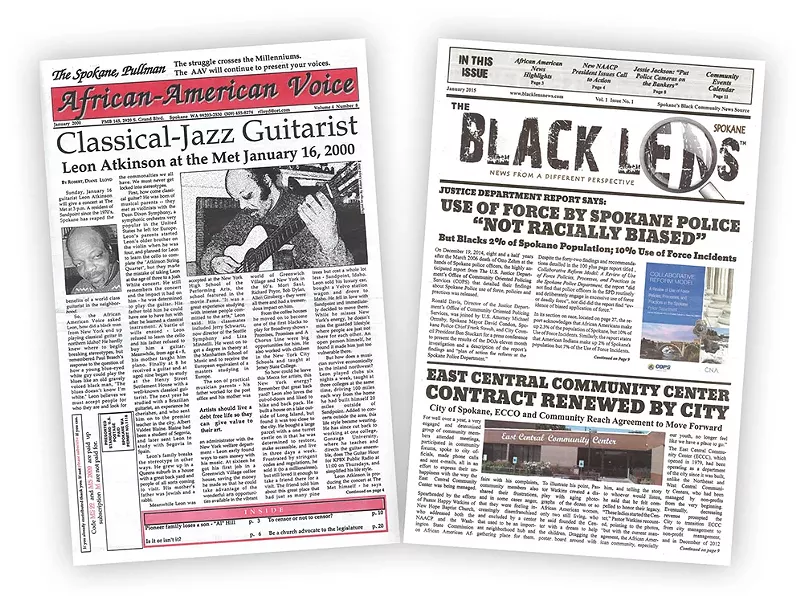 Robert Lloyd published the African-American Voice, left, from 1995 to 2000. Sandy Williams released the first issue of Black Lens earlier this month.