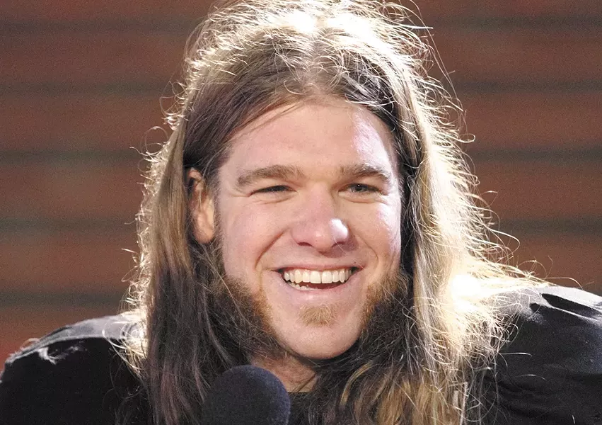 Ronnie Hamlin's hair — unleashed from his helmet.