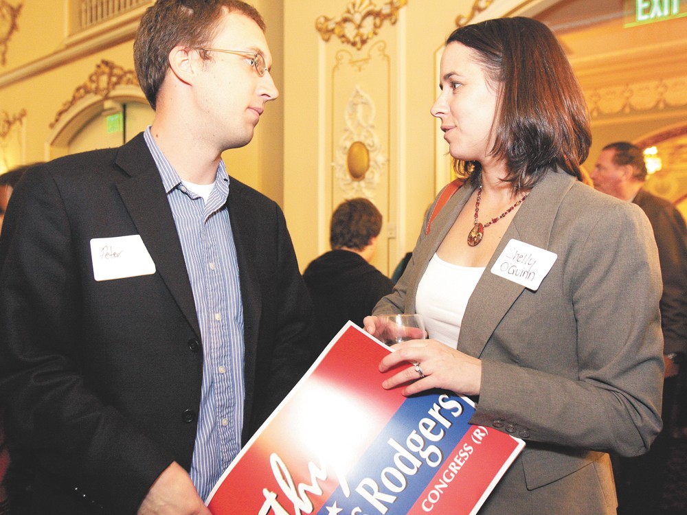 S helly O’Quinn, pictured here at an election event in 2010, may not have the name recognition of her opponent, but she has a lot more money. - YOUNG KWAK