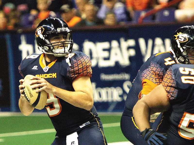 Spokane Shock quarterback Erik Meyer has tossed 50 touchdown passes in just seven games. - YOUNG KWAK