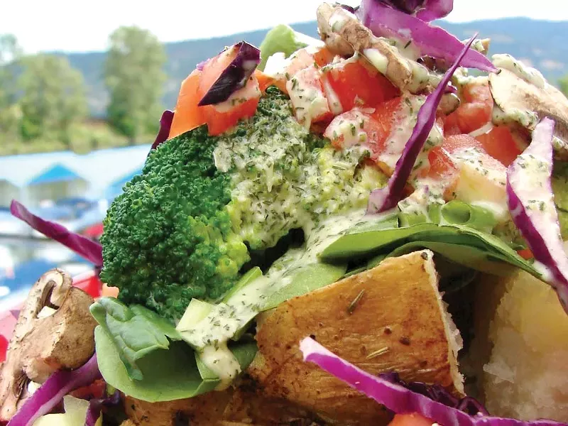 Spuds Rotisserie and Grill's Garden Potato. Try it during Dine Around Sandpoint