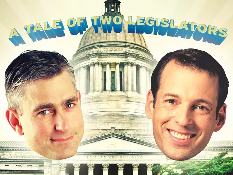 State Sen. Michael Baumgartner (left) and State Rep. Andy Billig - ILLUSTRATION: CHRIS BOVEY