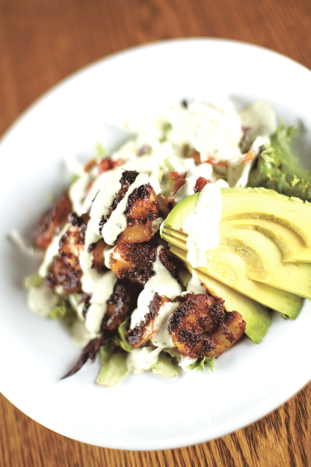 The Baja blackened shrimp salad at Picabu Bistro. - YOUNG KWAK PHOTO