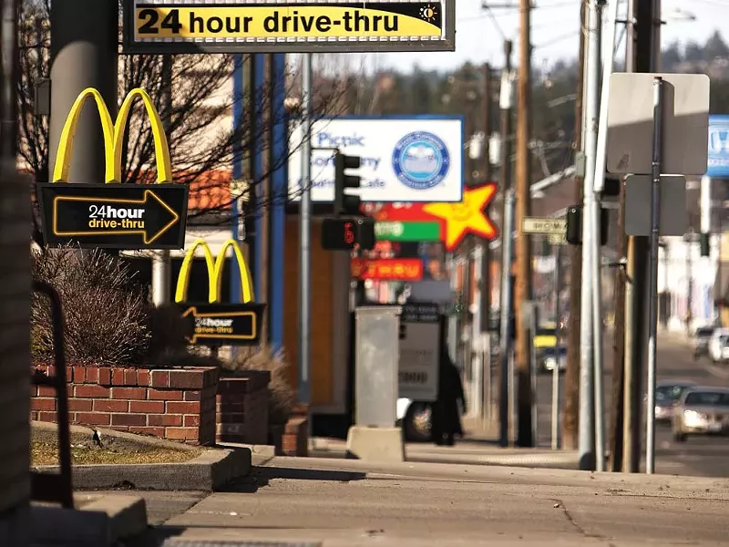 The fast food strip on Third Avenue, downtown Spokane. - YOUNG KWAK