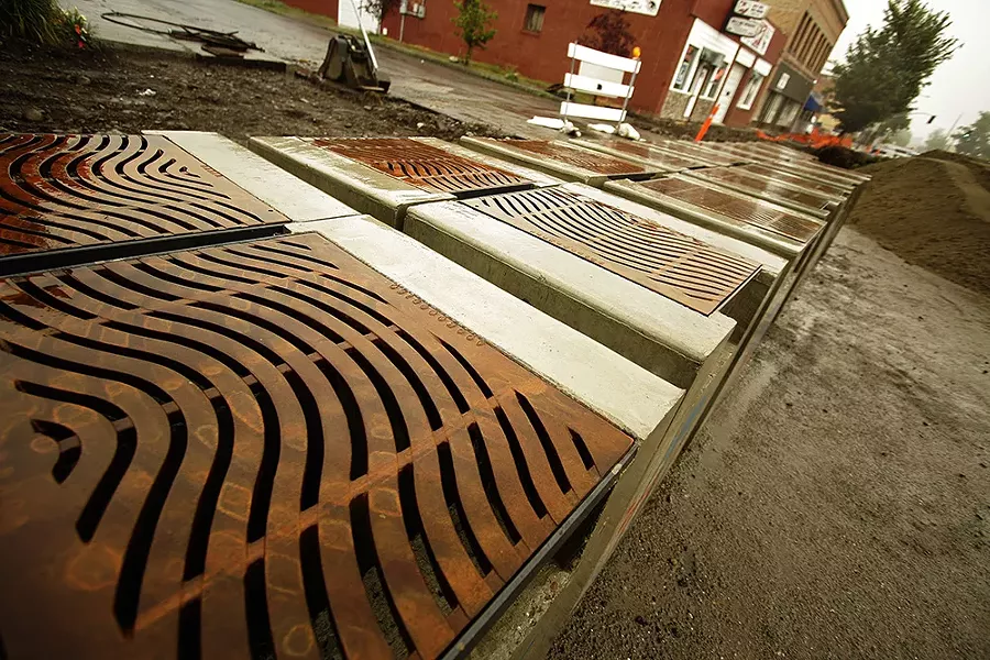 The new plan to clean up the Spokane River includes design features like this stormwater collection project constructed in 2010 on West Broadway Avenue. - YOUNG KWAK