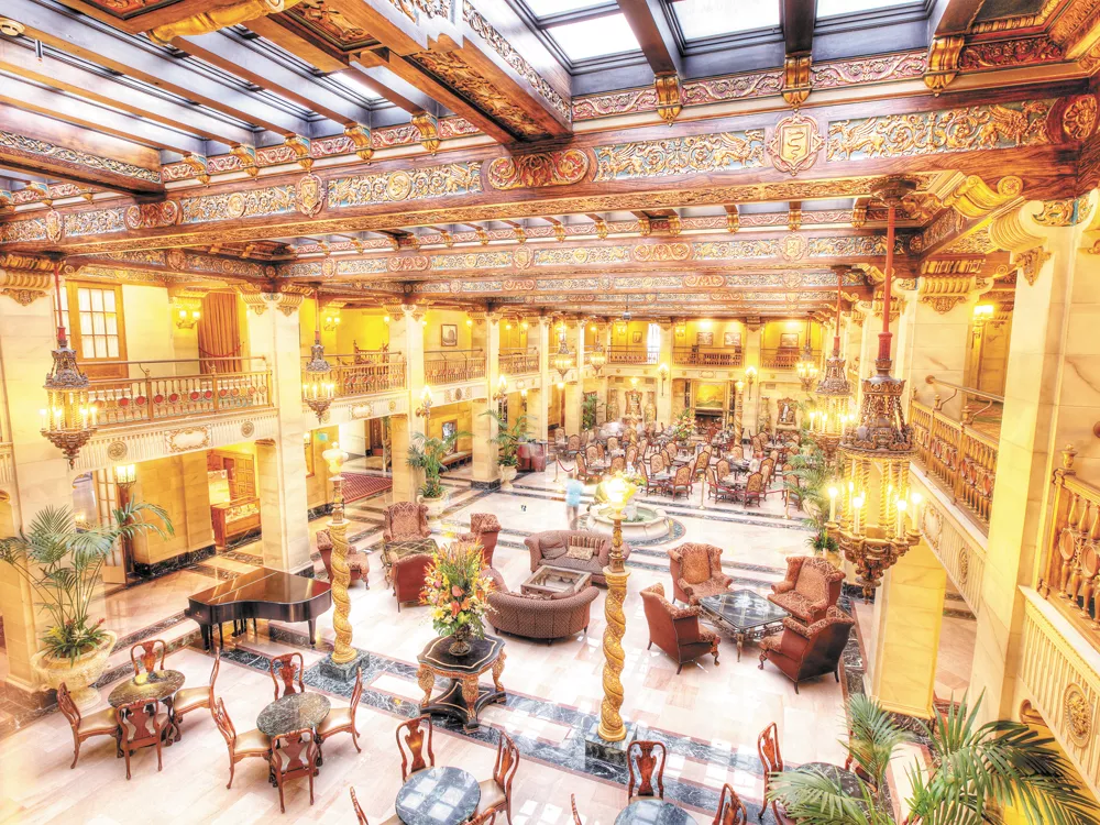 The original marble floor of the Davenport’s lobby was one of the many historic features saved during the restoration. - YOUNG KWAK
