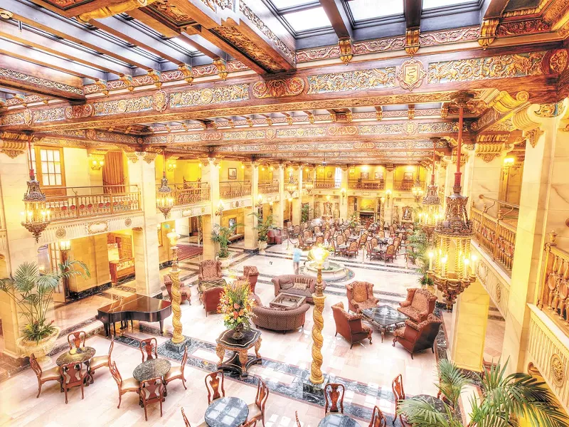 The original marble floor of the Davenport’s lobby was one of the many historic features saved during the restoration. - YOUNG KWAK
