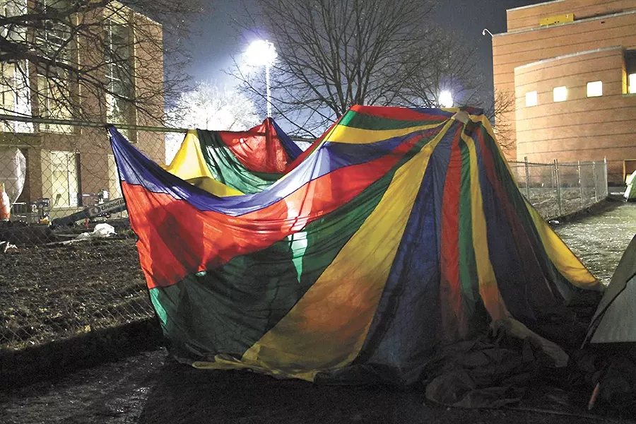 The parachute "tent" stands out.