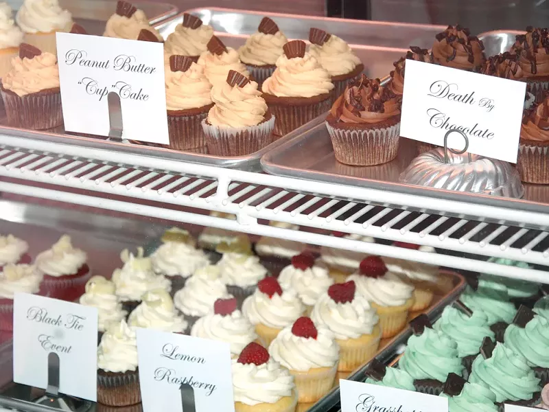 The Parisian Cupcake’s display case, where cupcakes sell for $2.50 a piece.