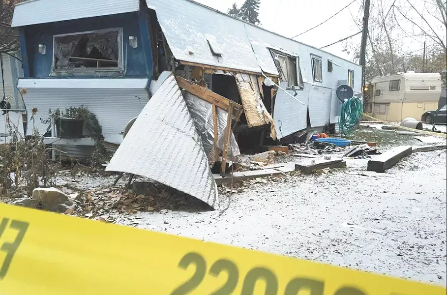 The scene of an explosion in November. - KXLY PHOTO