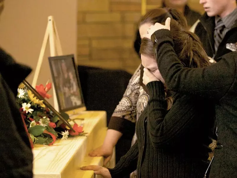 The scene of Kenneth Dennis's funeral on Monday - BEN TOBIN