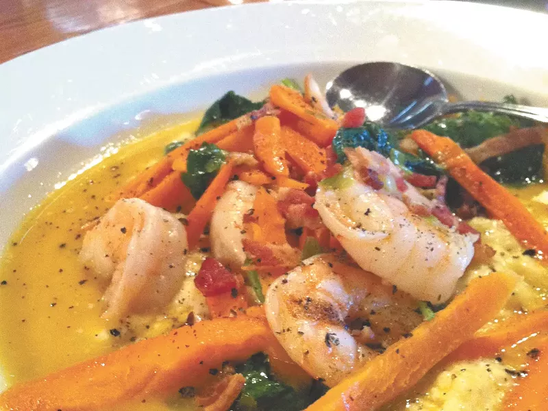 The shrimp and grits at Bistro on Spruce.| - CARRIE SCOZZARO