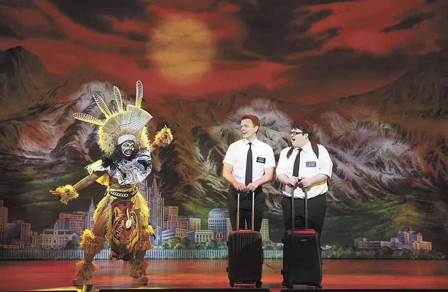 The two missionaries in The Book of Mormon encounter their prospective converts. - JOAN MARCUS