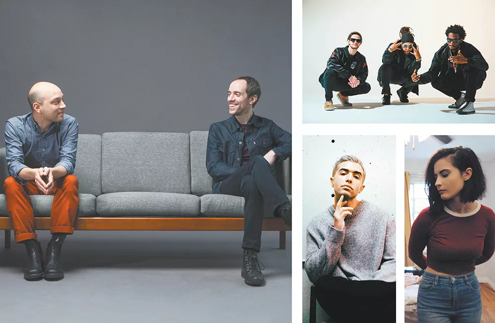 In addition to lots of local musicians, Volume features dozens of touring acts, including (clockwise, from left) the Helio Sequence, Bad Yoshi, Valen and Ryan Caraveo.