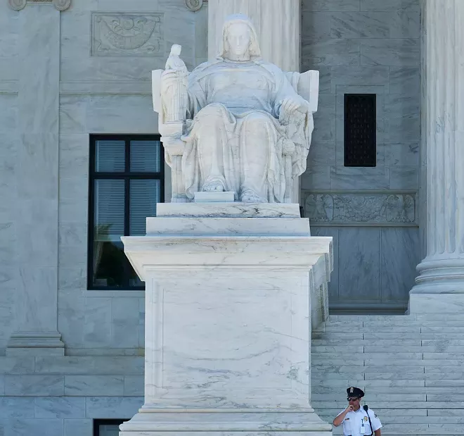 The Contemplation of Justice sculpture outside the Supreme Court in Washington, June 29, 2018. President Trump is expressing fresh interest in Judge Thomas Hardiman, the runner-up for last year’s Supreme Court vacancy, as he pushes his decision on a replacement for Justice Anthony Kennedy into the final hours before his self-imposed deadline of July 9, three people close to the process said. - T.J. KIRKPATRICK/THE NEW YORK TIMES