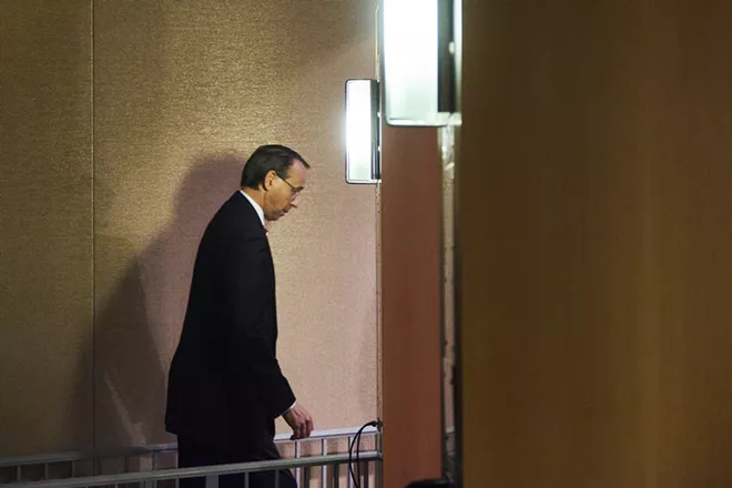 Deputy Attorney General Rod Rosenstein arrives to a news conference at the Justice Department in Washington, July 13, 2018. Rosenstein on Friday announced new charges against 12 Russian intelligence officers accused of hacking the Democratic National Committee and the Clinton presidential campaign. The announcement came just a few days before President Donald Trump is expected to meet with President Vladimir Putin of Russia in Finland. - T.J. KIRKPATRICK/THE NEW YORK TIMES