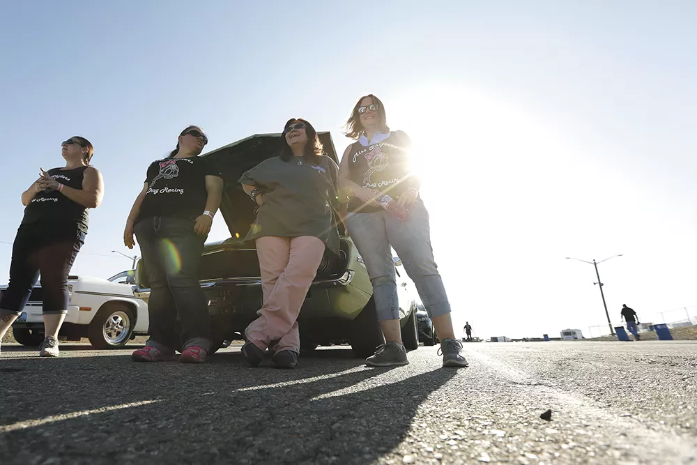 FROM LEFT: Heather Eller, Shelly Walsh, Annette Callesto and Jessica Boller are ready for a night at the races. - YOUNG KWAK