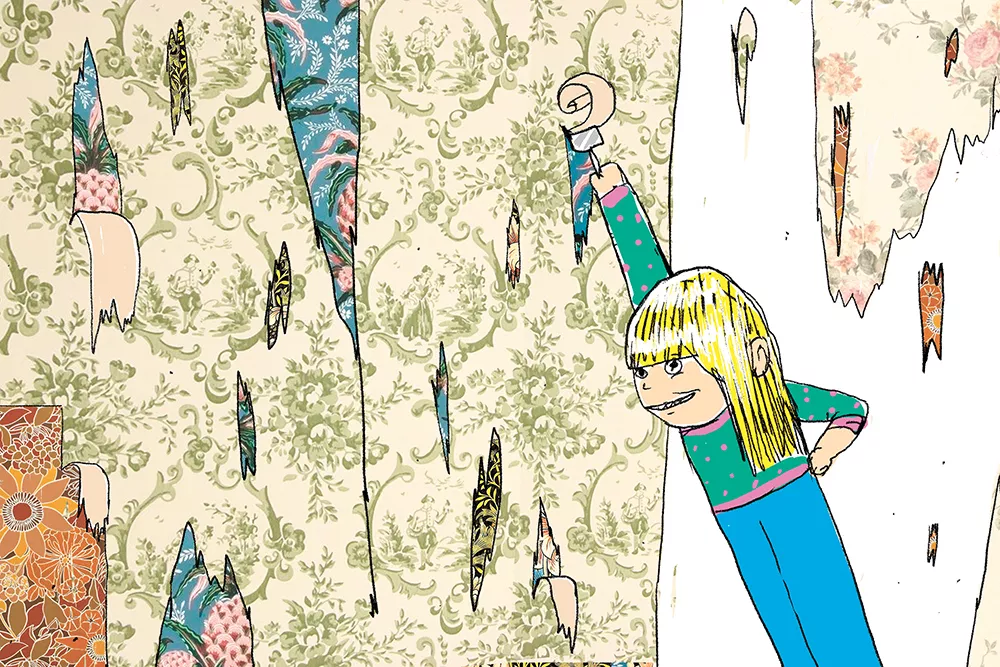 Picking wallpaper off walls feels like trying to access the depths of someone's soul, but instead of a someone, it's a house, and instead of a soul, you find another layer of wallpaper. - CALEB WALSH ILLUSTRATION