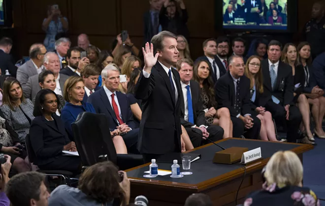 Judge Brett Kavanaugh, President Donald Trump's Supreme Court nominee, is sworn in at his confirmation hearing before the Senate Judiciary Committee in Washington, Sept. 4, 2018. According to her lawyers, Christine Blasey Ford has reached a final agreement to testify to the Judiciary Committee on Thursday, September 27, 2018, on her accusation of sexual assault against Kavanaugh. - DOUG MILLS/THE NEW YORK TIME