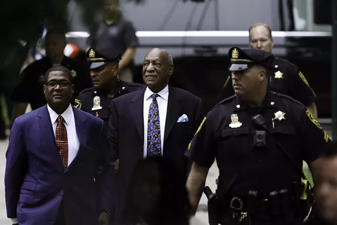 Bill Cosby, center, is accompanied by his spokesman, Andrew Wyatt, left, as he arrives at court in Norristown, Pa., on Monday, Sept. 24, 2018, to be sentenced for drugging and sexually assaulting Andrea Constand at his home near Philadelphia 14 years ago. - RYAN COLLERD/THE NEW YORK TIMES