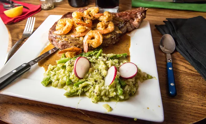 Surf and turf ribeye with asparagus risotto - DANIEL WALTERS PHOTO