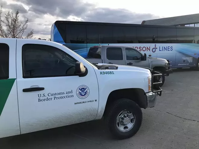 A U.S. Customs and Border Protection truck parks outside the Intermodal Center on March 18, 2018. - PHOTO COURTESY OF DAVID BROOKBANK