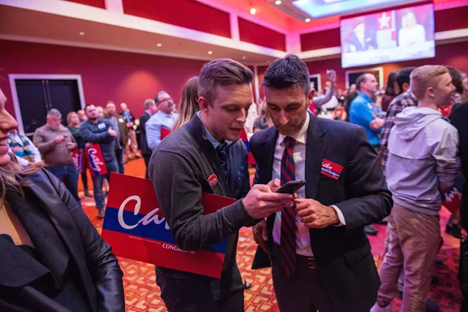 Former legislative aide Jake Mayson and former Washington state Rep. Kevin Parker dig into ballot results. - DANIEL WALTERS