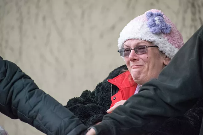 Cynthia Ham, who says she's been without a home for about a month, lately has camped outside of City Hall advocating for more resources for the homeless. - WILSON CRISCIONE