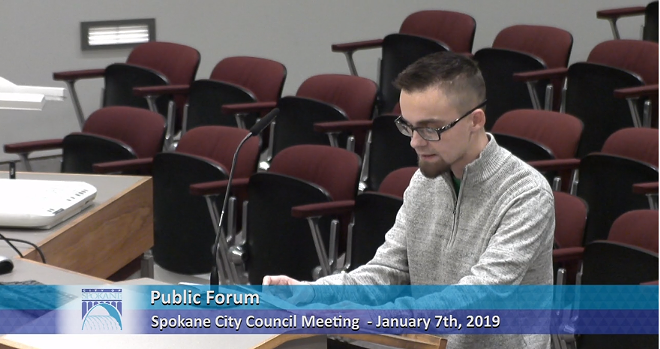 Anti-abortion activist Jake Eakin calls for the city council to make Spokane a "Sanctuary City" for the unborn, by defying the Supreme Court to ban abortion within the city limits. - CITYCABLE5 SCREEN SHOT