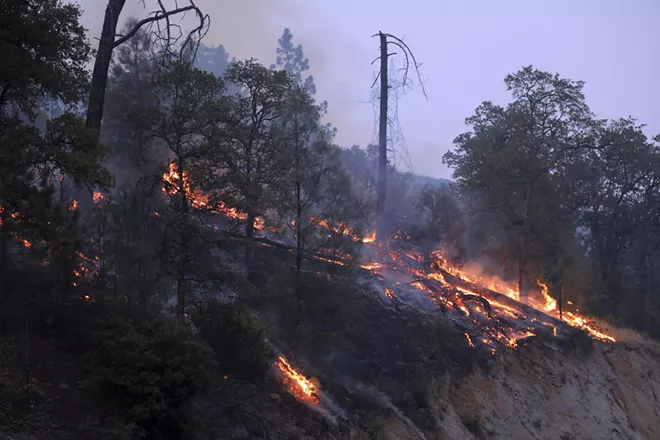 A hot spot burns near Whiskeytown Lake outside Redding, Calif., July 31, 2018. Officials said the Carr Fire was one of 17 major fires across California that have consumed more than 450,000 acres. Gov. Jerry Brown called it the “new normal.” - JIM WILSON/THE NEW YORK TIMES