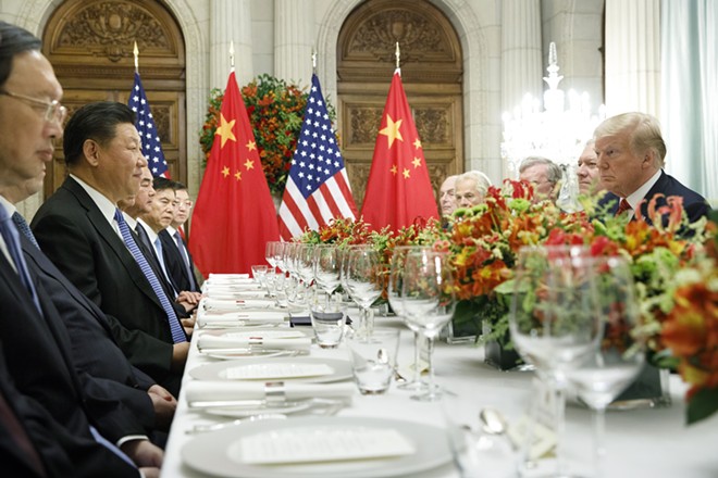 President Donald Trump at a bilateral dinner meeting with President Xi Jinping of China during the Group of 20 summit at the Hyatt Palace Hotel in Buenos Aires, Argentina, Dec. 1, 2018. Trump and Xi agreed to pause the trade war between the world’s two largest economies for 90 days, but no concrete commitments were made. - TOM BRENNER/THE NEW YORK TIMES