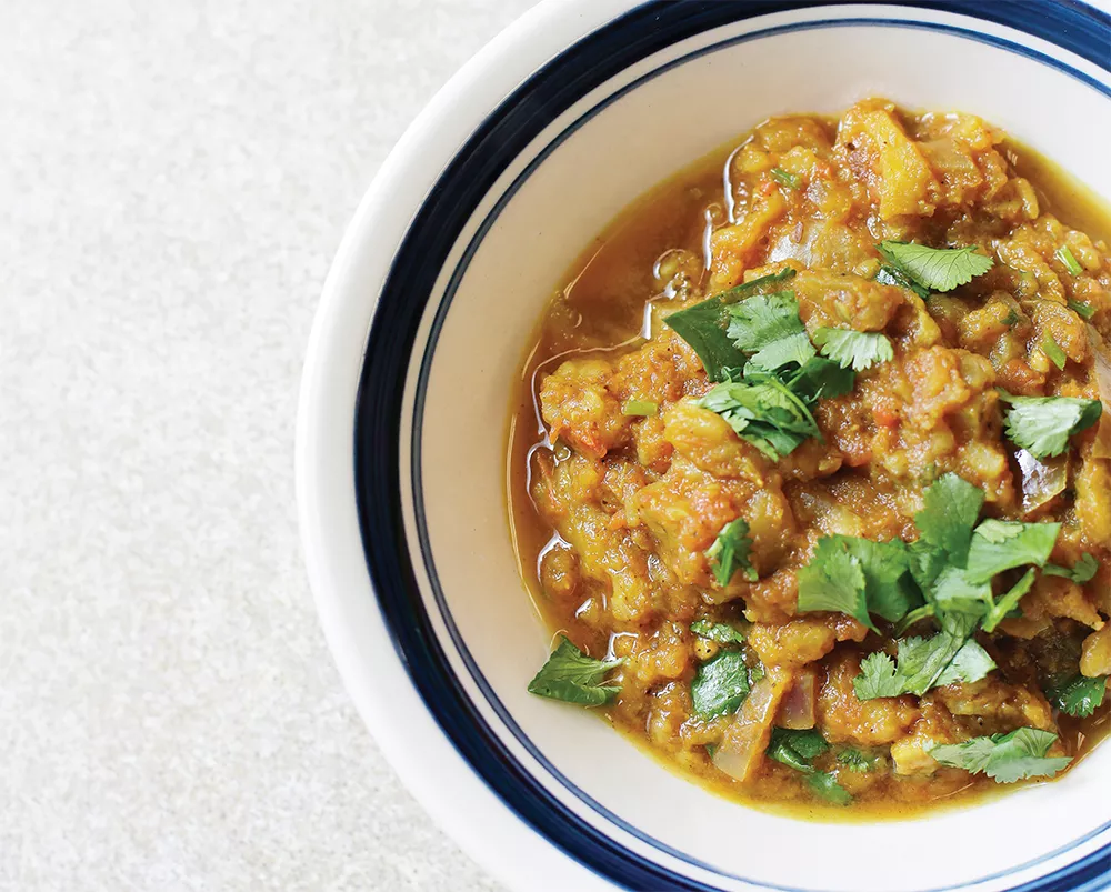Inland Curry's baingan bharta is a eggplant dish seasoned with aromatic garam masala. - YOUNG KWAK PHOTO