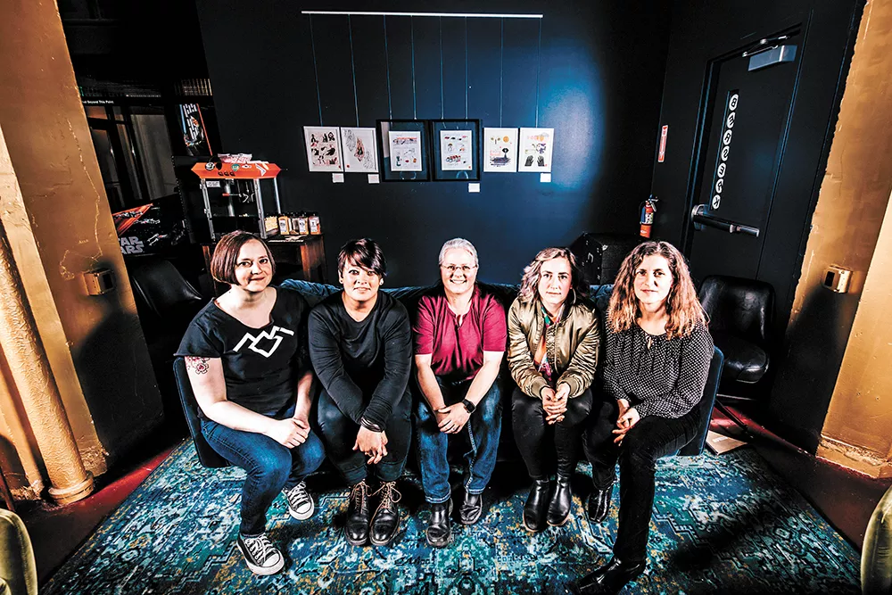 From left: Club owners Beth McRae, Patty Tully, Kitty Kane, Karli Ingersoll and Dawson Hoerner. - ALICIA HAUFF PHOTO