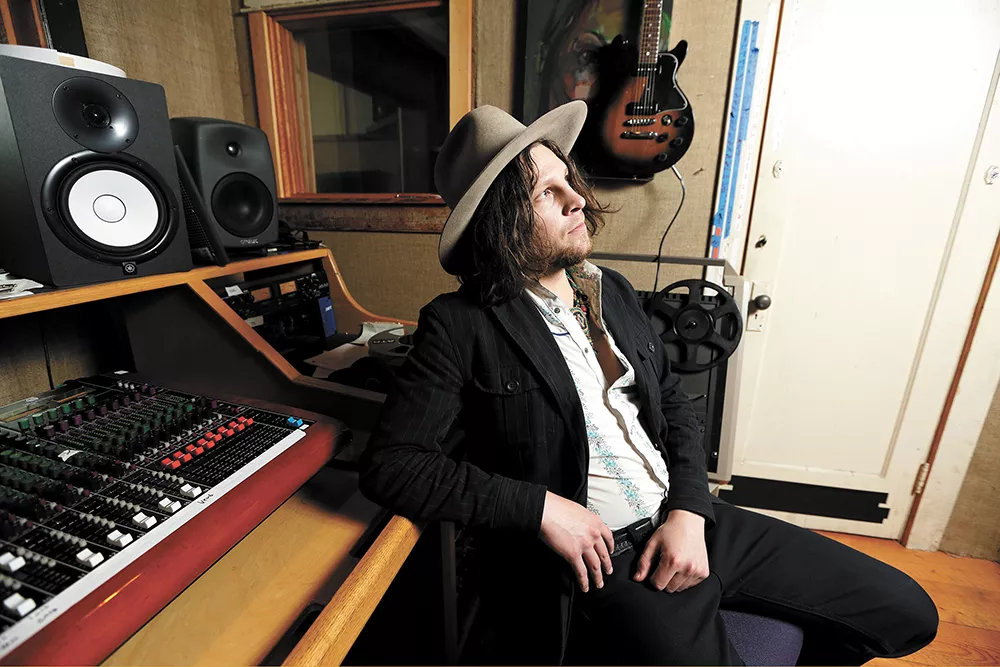 Local singer-songwriter Lucas Brookbank Brown at the boards of Lead Pencil Studios, where he's working on his first solo album. - YOUNG KWAK PHOTO