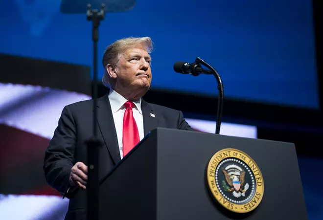 President Donald Trump speaks about the mass shooting at a synagogue in Pittsburgh, at the 91st Annual Future Farmers of America Convention in Indianapolis, Oct. 27, 2018. - SARAH SILBIGER/THE NEW YORK TIMES