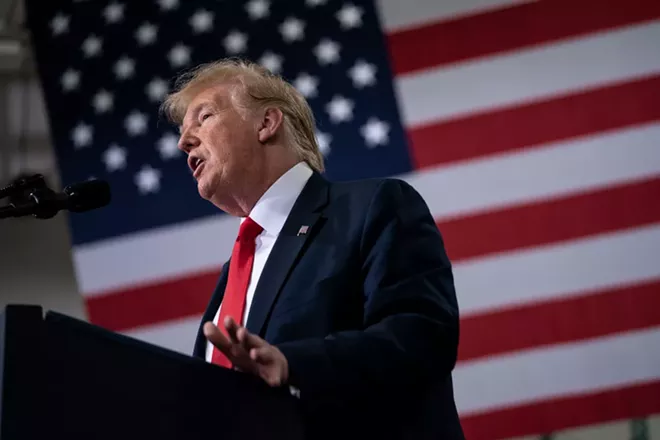 President Donald Trump speaks during an event at a subsidiary of Lockheed Martin in Milwaukee, July 12, 2019. Trump weighed in via Twitter on the friction between a group of four freshman Democratic congresswomen and House Speaker Nancy Pelosi on July 14 by suggesting that the congresswomen — none of whom are white — should “go back and help fix” the countries they came from. - ERIN SCHAFF/THE NEW YORK TIMES