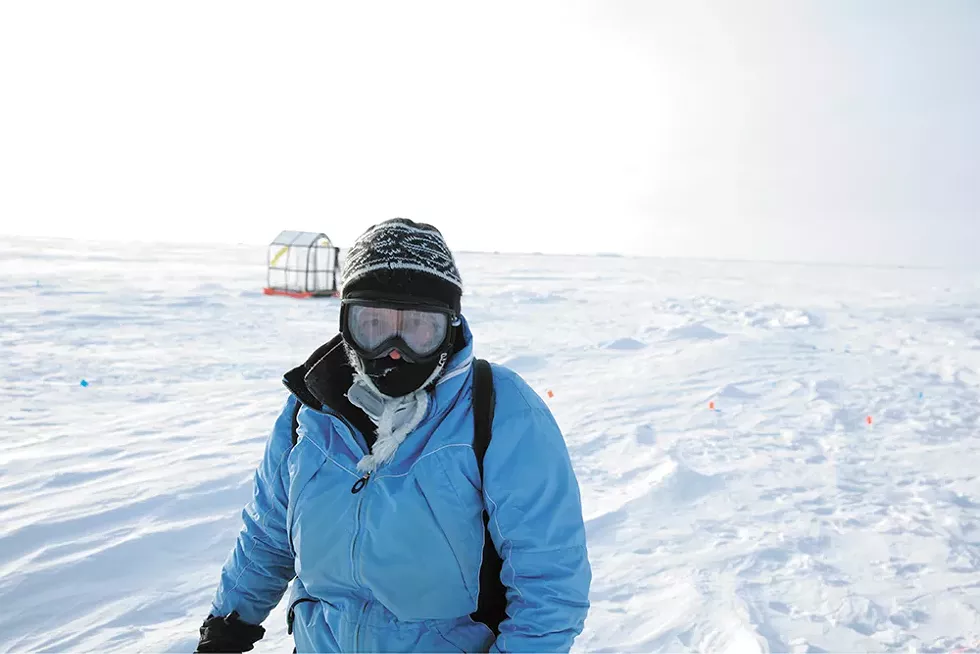Leslie Field, founder of Ice911, is studying how nontoxic white microspheres could help reflect the sun's heat and safeguard arctic ice. - ICE911 PHOTO