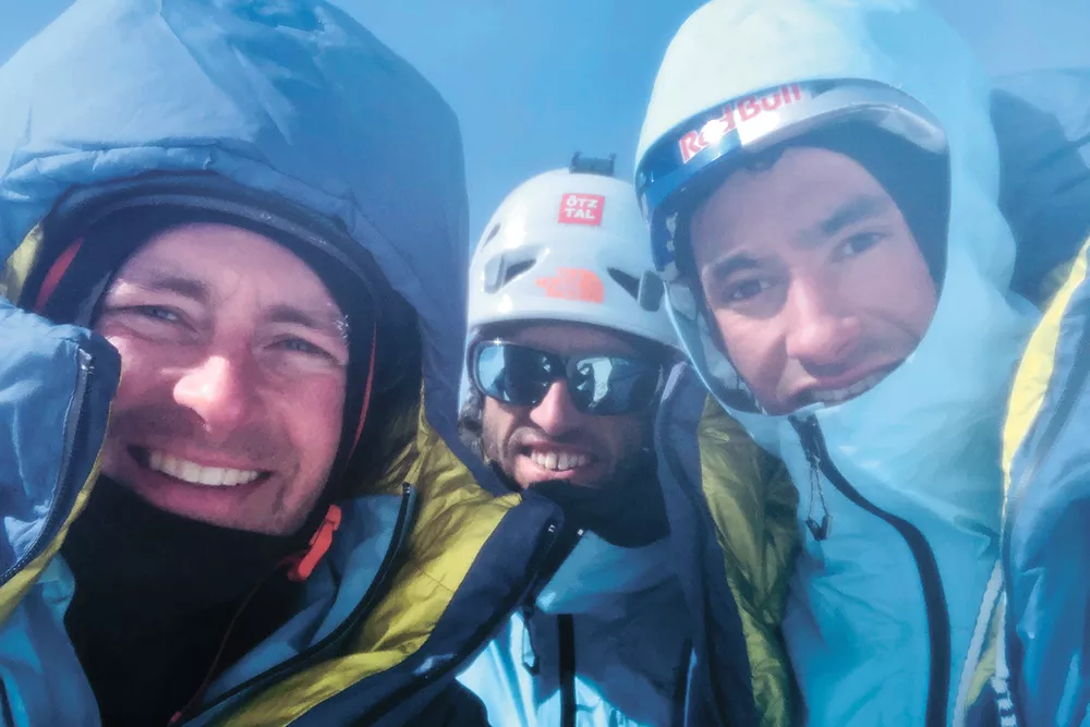 Jess Roskelley, Hansjörg Auer and David Lama at the summit of Howse Peak on April 16. - COURTESY OF ROSKELLEY FAMILY