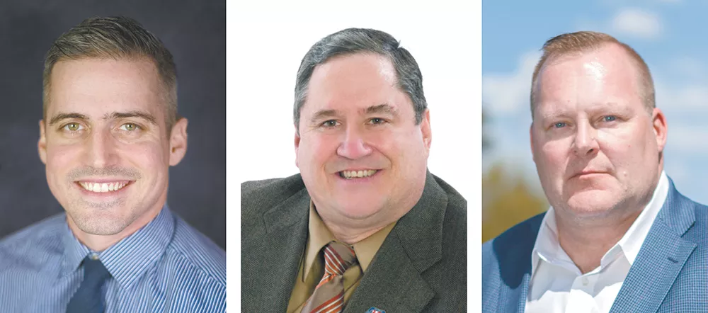 FROM LEFT TO RIGHT: Trivia company founder Jonathan Bingle, West Central neighborhood activist Kelly Cruz and firefighter Shawn Poole strike some similar conservative positions as Woodward, but have distinct backgrounds.