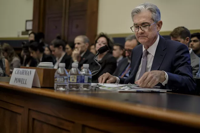 Federal Reserve Board Chairman Jerome Powell testifies during the Financial Services on Monetary Policy and Economy hearing at the House Financial Services Committee, in Washington, July 10, 2019. The Federal Reserve is almost universally expected to cut interest rates when its meeting wraps up on July 31, the first reduction since officials slashed them to near zero in 2008, during the dark days of the financial crisis. - GABRIELLA DEMCZUK/THE NEW YORK TIMES