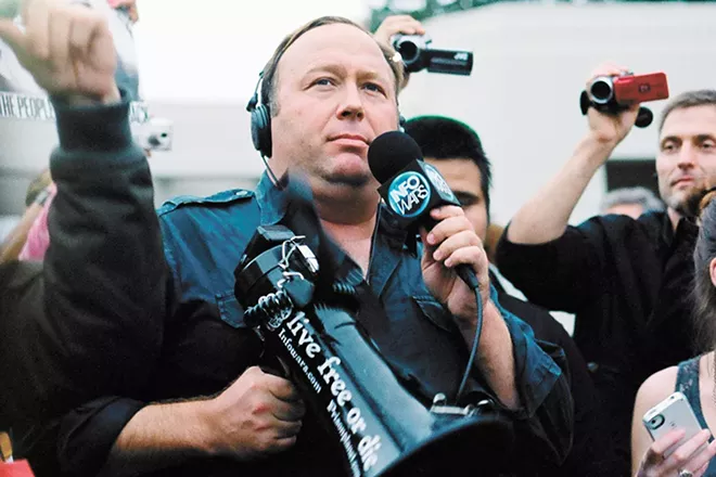 Millions of people tuned into Alex Jones’ red-faced rants about 9/11 being an inside job, Obama chemtrails turning frogs gay, and the Sandy Hook shootings being faked. Donald Trump has been a fan. “Your reputation is amazing,” Trump assured Jones on the conspiracy theorist’s radio show. “I will not let you down.” - SEAN P. ANDERSON PHOTO