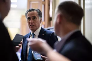 Sen. Mitt Romney (R-Utah) speaks to reporters on Capitol Hill in Washington on Wed., Oct. 16, 2019. President Donald Trump has lashed out at Romney, the only member of his party who has signaled he may be open to impeaching the president. - ANNA MONEYMAKER/THE NEW YORK TIMES
