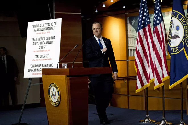 House Intelligence Committee Chairman Adam Schiff (D-Calif.) arrives to a news conference on Capitol Hill in Washington, Tuesday, Dec. 3, 2019. House Democrats on Tuesday released a 300-page impeachment report asserting that President Trump abused his power by trying to enlist Ukraine to help him in the 2020 presidential election. - ANNA MONEYMAKER/THE NEW YORK TIMES